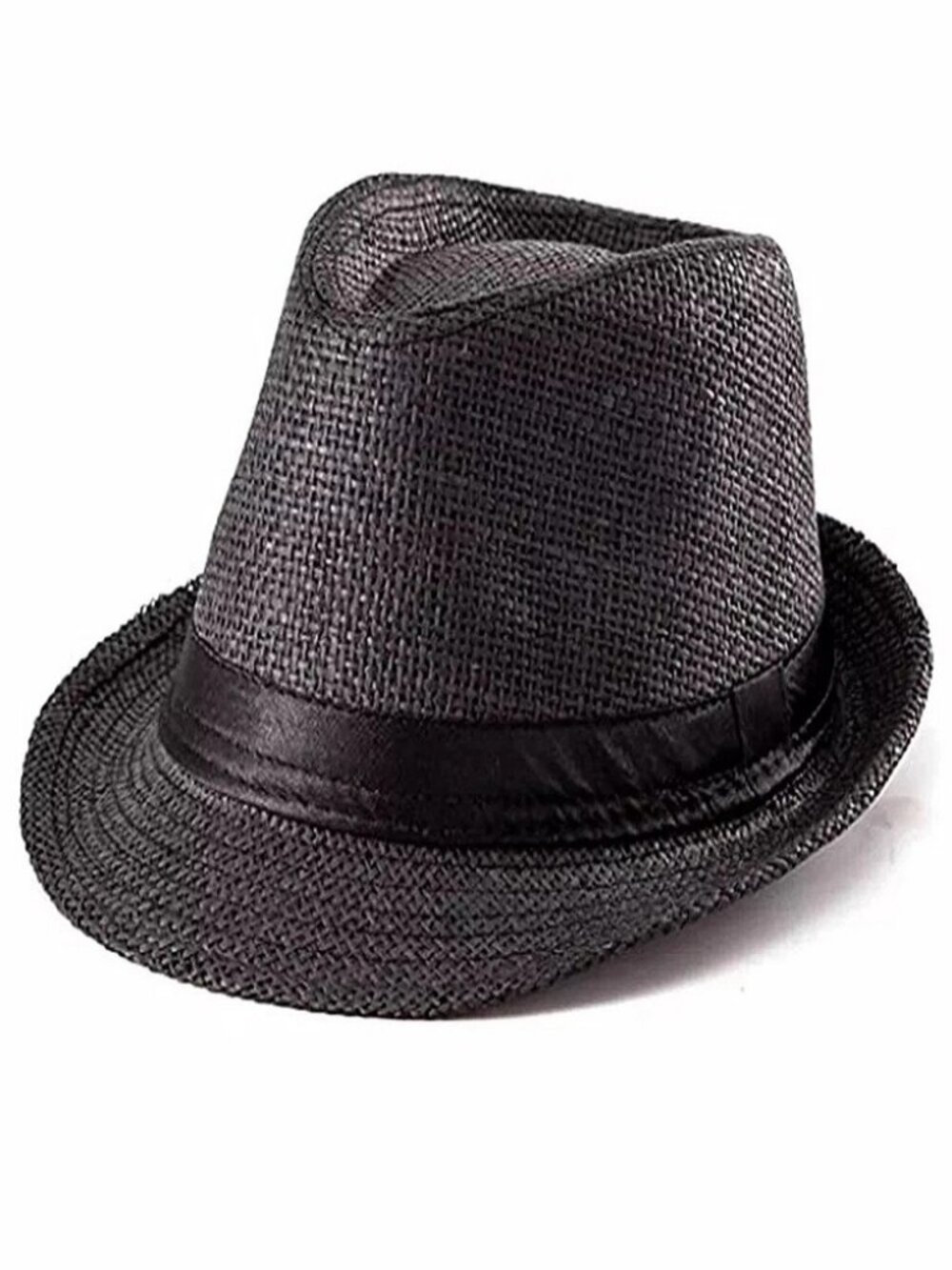 Classic Straw Fedora Hat with Black Band – Summer Essentia - Picture 5 of 7